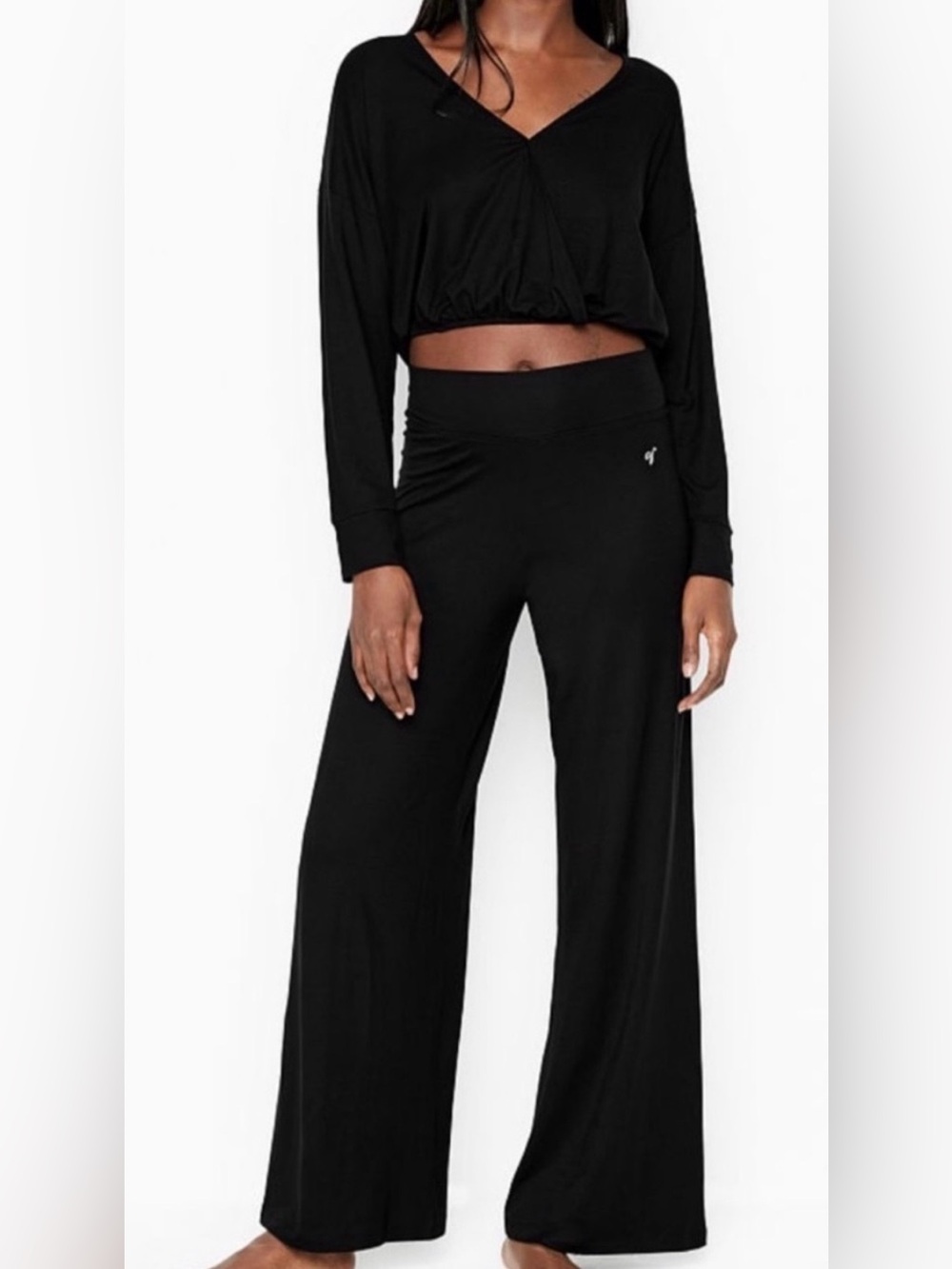 NWT Victoria Secret SoSoft Modal Wide-Leg High Rise Black Loungewear Pants M